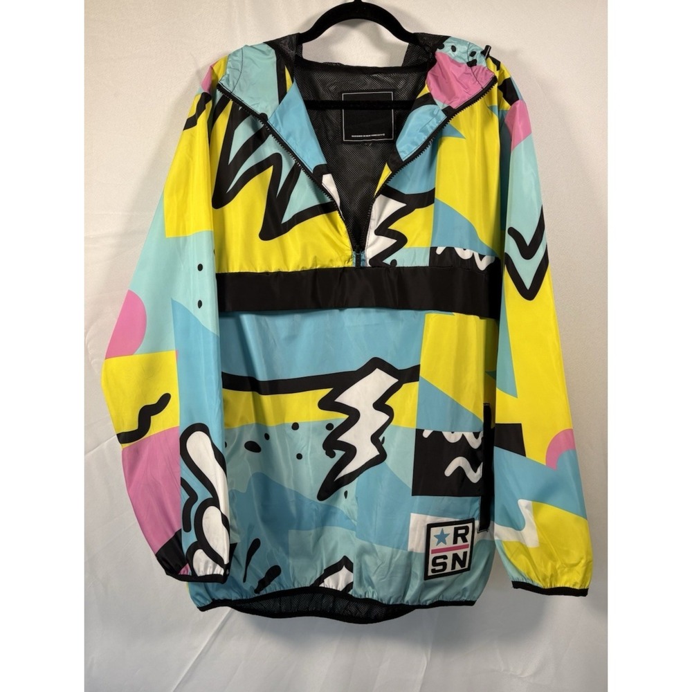 Reason brand rain jacket windbreaker size L hood 1/4 zip